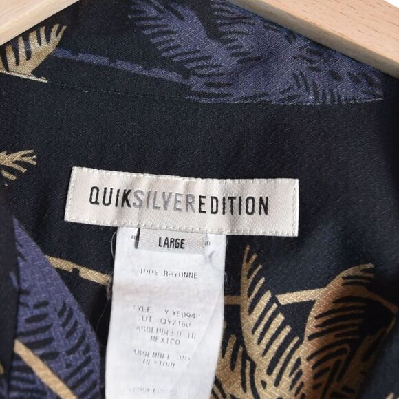 Vtg Quicksilver Silver Edition Pal Print Shirt Short Sleeve Large Button Y2K - Picture 3 of 7